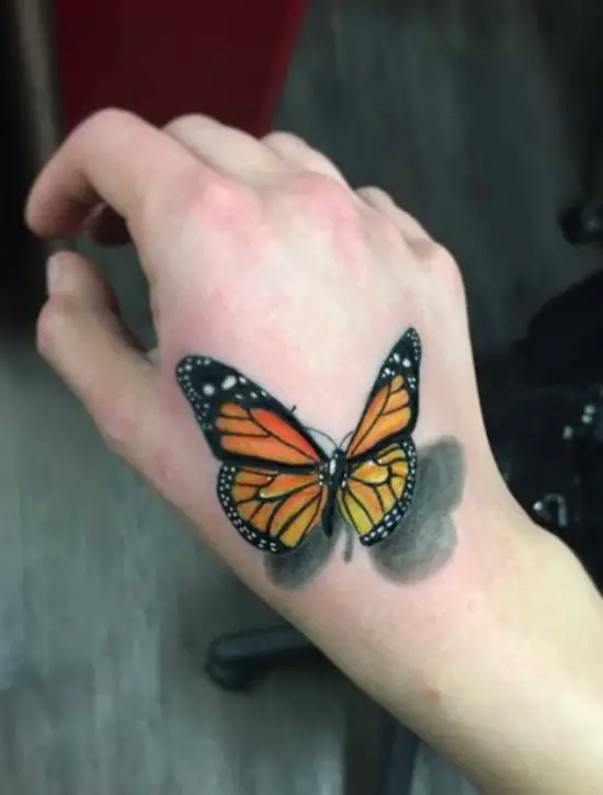 3D Butterfly Tattoo On Hand