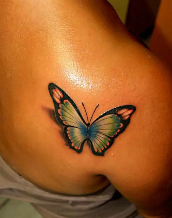 3D butterfly tattoos on back