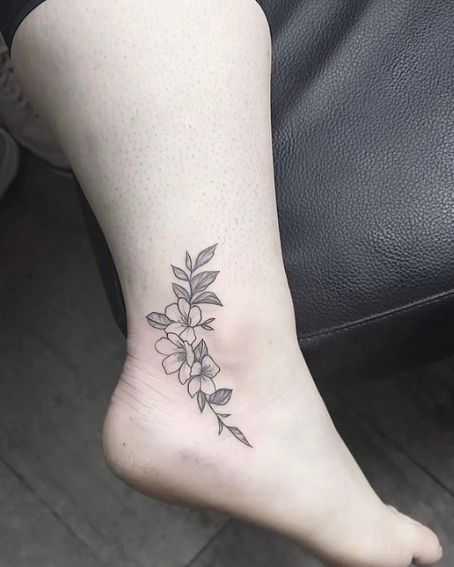 Small Flowers Tattoo On Ankle