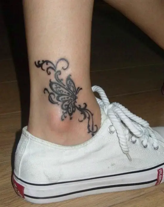 Ankle butterfly tattoo