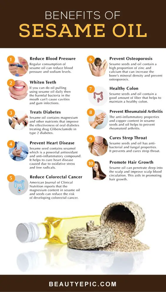 35 Benefits of Sesame Oil For Skin, Hair and Health
