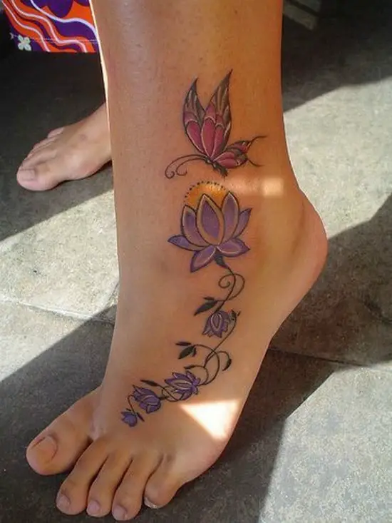 Butterfly tattoo on the ankle