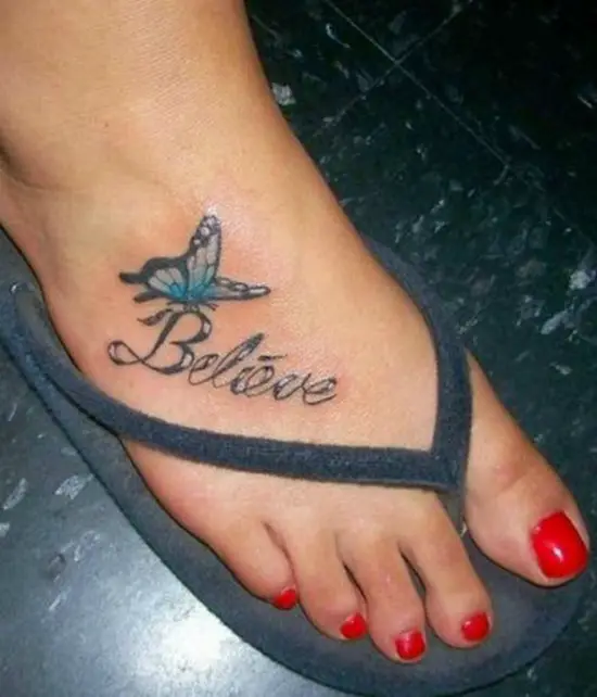 Foot Butterfly Tattoo Design