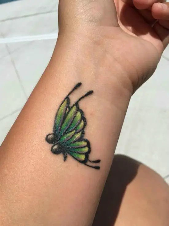 Green Butterfly semicolon Tattoo