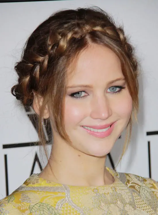 Jennifer-Lawrence Bob with braided bangs - Beauty Epic