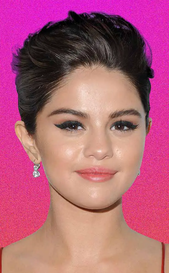 Selena Gomez Pixie Cut for Round Face