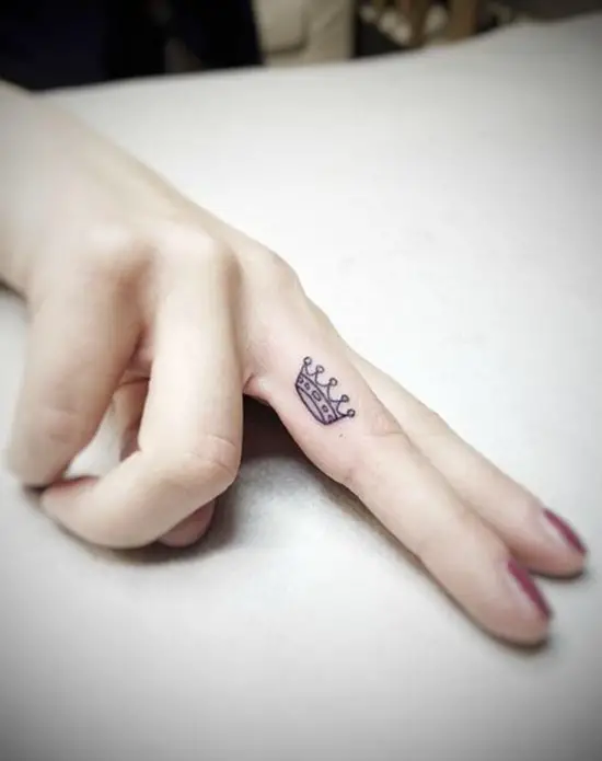 Small Crown Tattoo on Finger