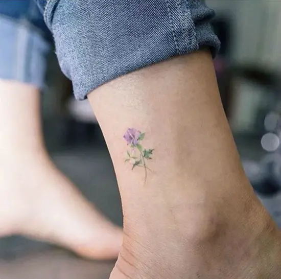 Small Flower Ankle Tattoo