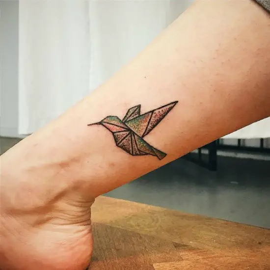 Small Hummingbird Tattoo on Leg