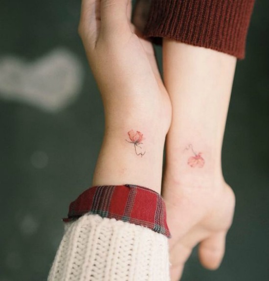 Small Matching Flower Tattoo