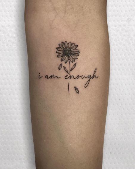 Sunflower With Quote Tattoo