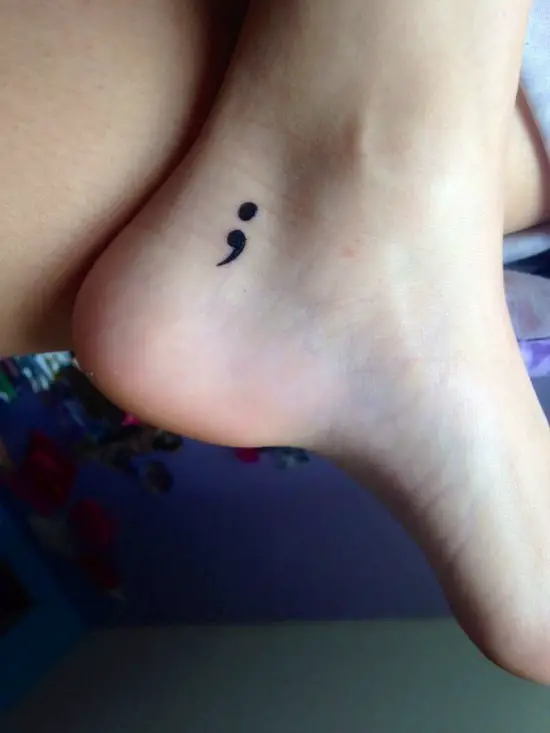 Tiny Semicolon Tattoo Ankle