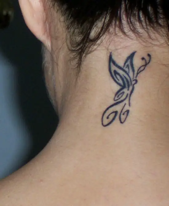 back Neck butterfly tattoo