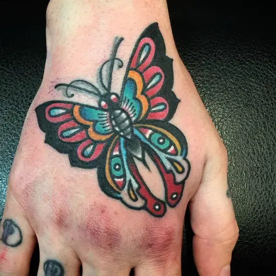 butterfly hand tattoo