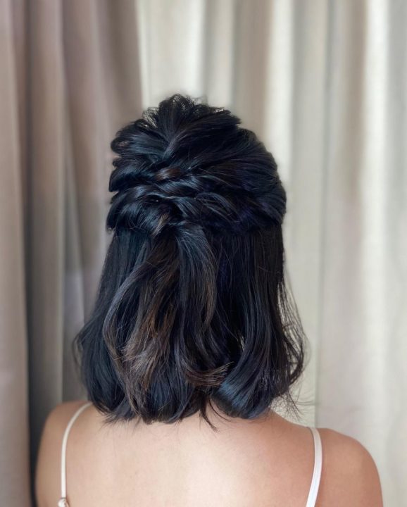 Half updo for short hair