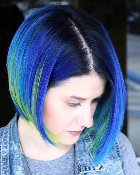 Blue Tone Yellow Streak Hairstyle