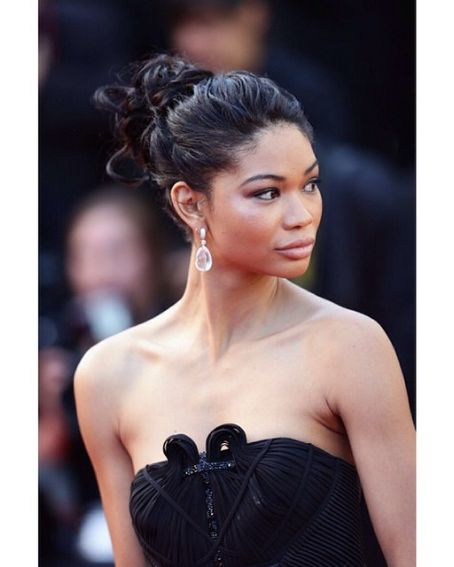 Chanel Iman Messy Bun Hairstyle