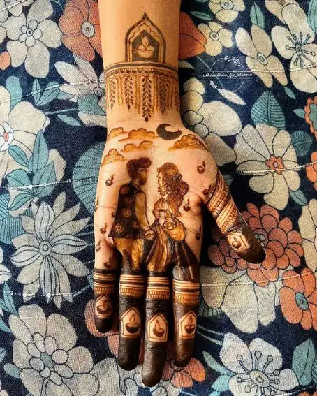 Cute Couple Mehndi Design