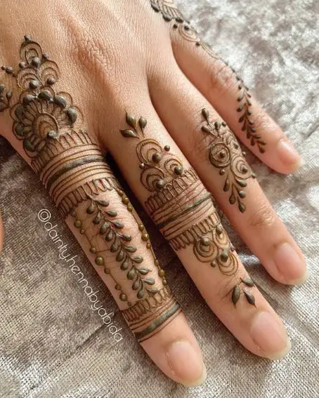 Intricate Mehndi Design For Back Finger