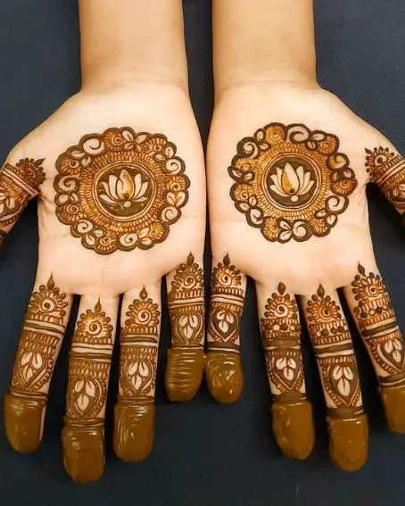 Lotus Circle Mehndi Design