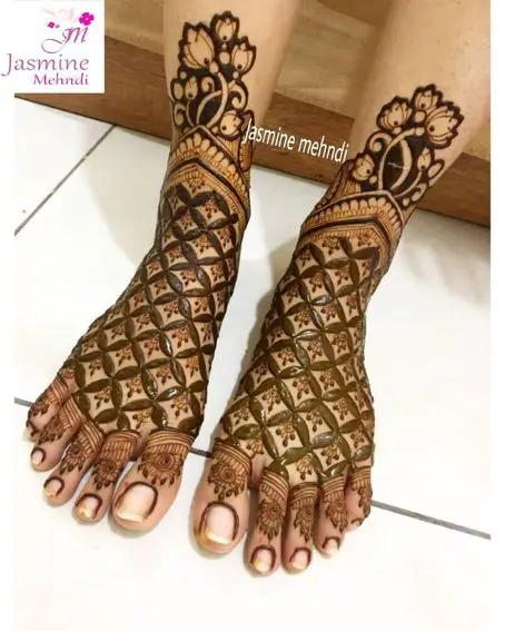 Lotus-themed Foot Mehndi Design