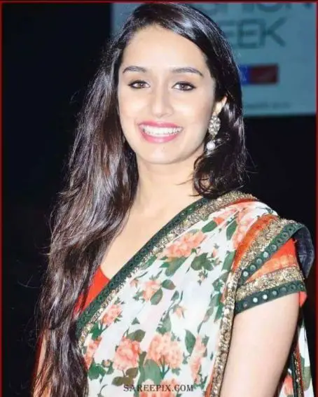 Shraddha Kapoor In Tri Color Floral Georgette Saree