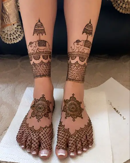 Traditional Elephant Motifs On Foot