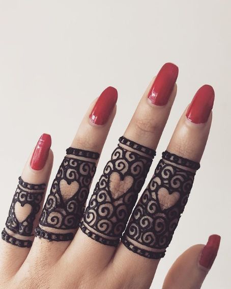 Valentine's Special Finger Mehndi Design