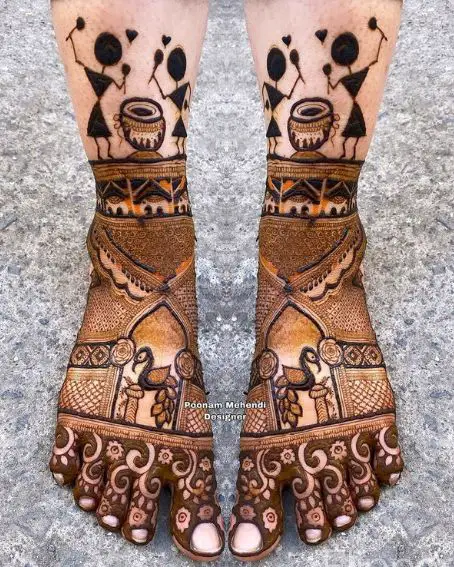 Warli Foot Mehndi Design