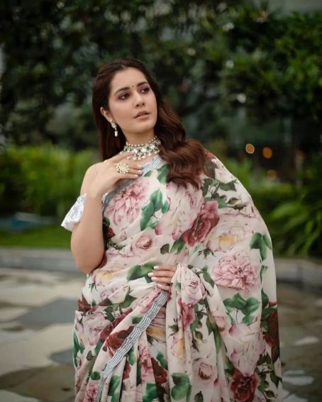 Rashi Khanna In Floral Pattern Saree