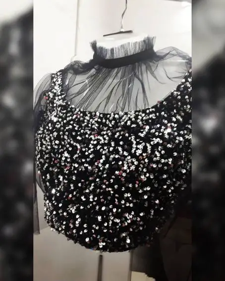 High Neck Designer Black Blousee