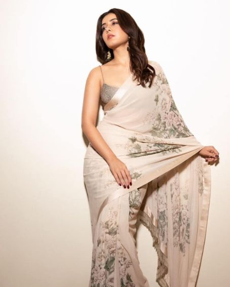 Rashi Khanna In Silk Beige Saree