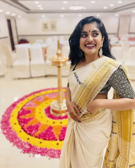 Nivetha Thomas in Kerala Onam Saree