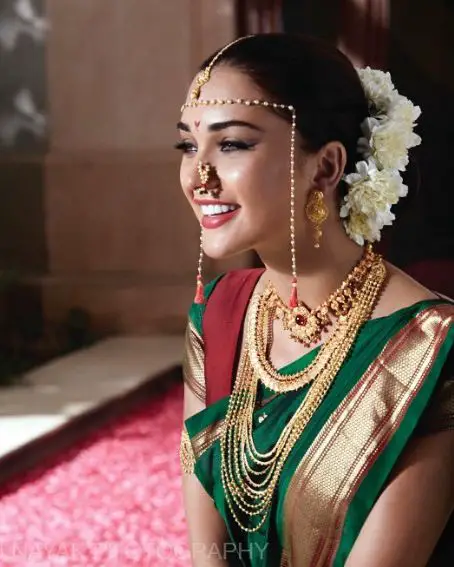 Traditional Green Wedding Saree And Blouse