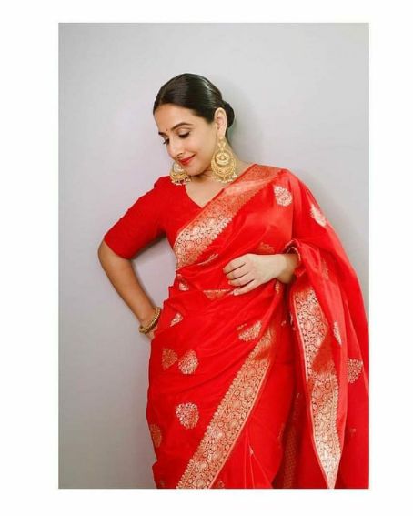 Vidhya Balan In Red Silk Saree