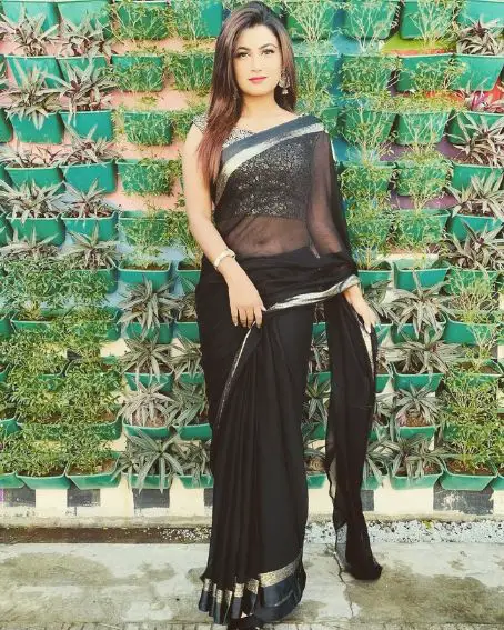 Sleeveless Transparent Black Saree