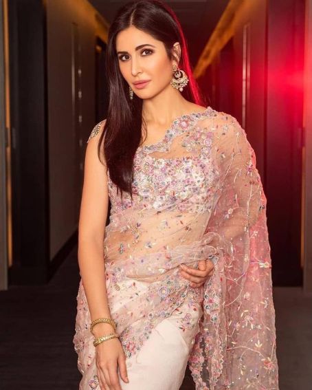 Admiring Katrina Kaif In Pink Fancy Transparent Saree