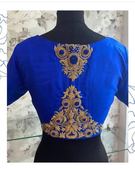 Charming dark blue color embroidery design