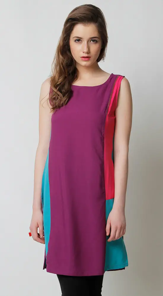 Yepme Elvie Color Block Purple Kurti