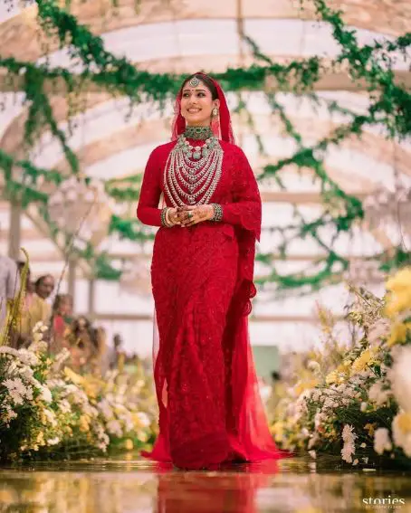 Nayanthara Wedding Georgette Red Saree