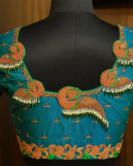 Peacock design beautiful embroidery work blouse