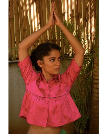 Pink Raw Silk Swing Top