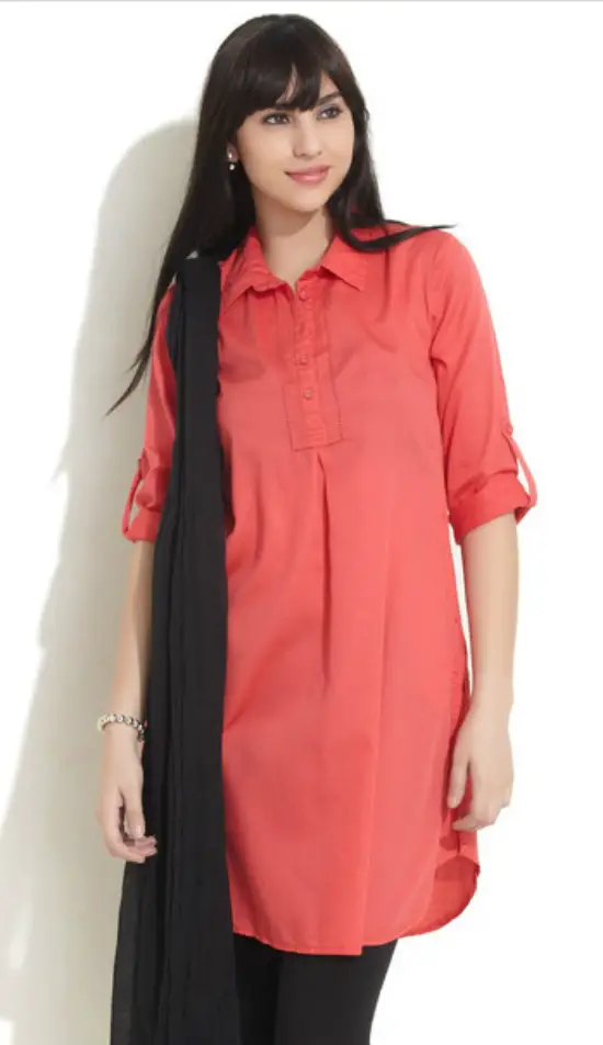 Fashionable Collar Neck Shirt Style Kurtis