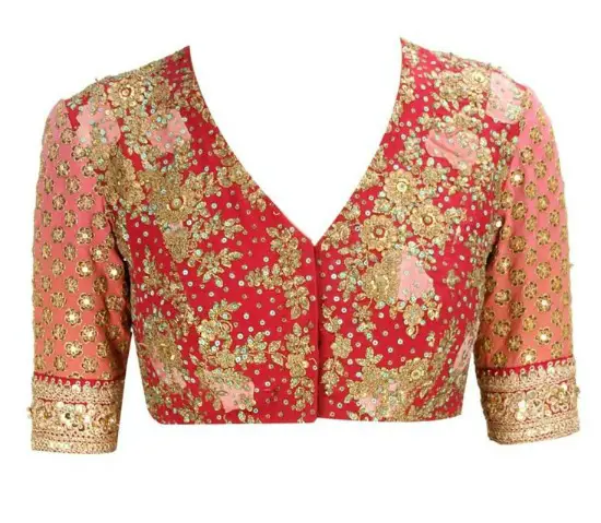 Floral Printed And Embroidered Tulle Sari With Gulmarg Flowers Blouse