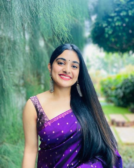 Nivetha Thomas in Purple Pattu Saree