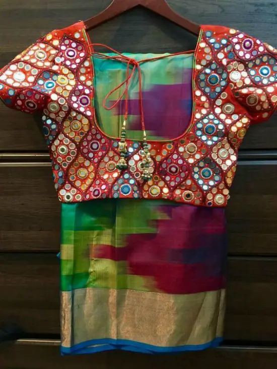 mirror blouse with saree