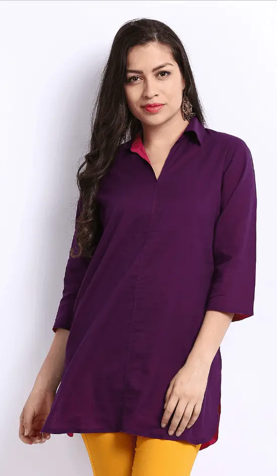 Pink and Purple Reversible Kurti