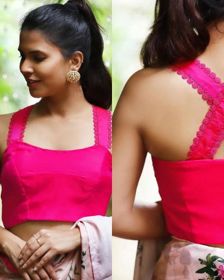 Hot Pink Cross-back Blouse