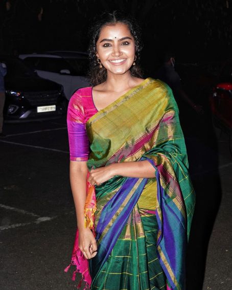 Anupama Parameswaran in Multicolored Silk Saree