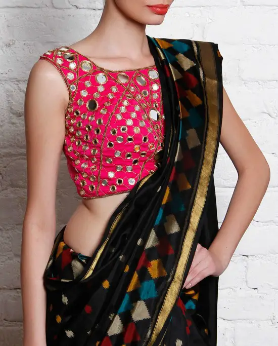 mirror blouse with saree